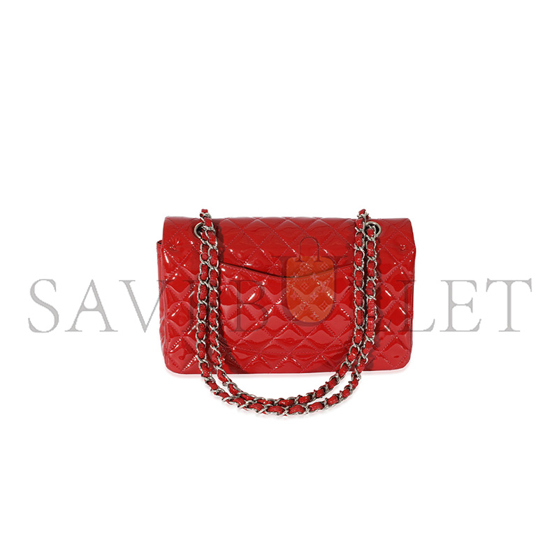 CHANEL RED PATENT CLASSIC MEDIUM DOUBLE FLAP (25*15*6cm)